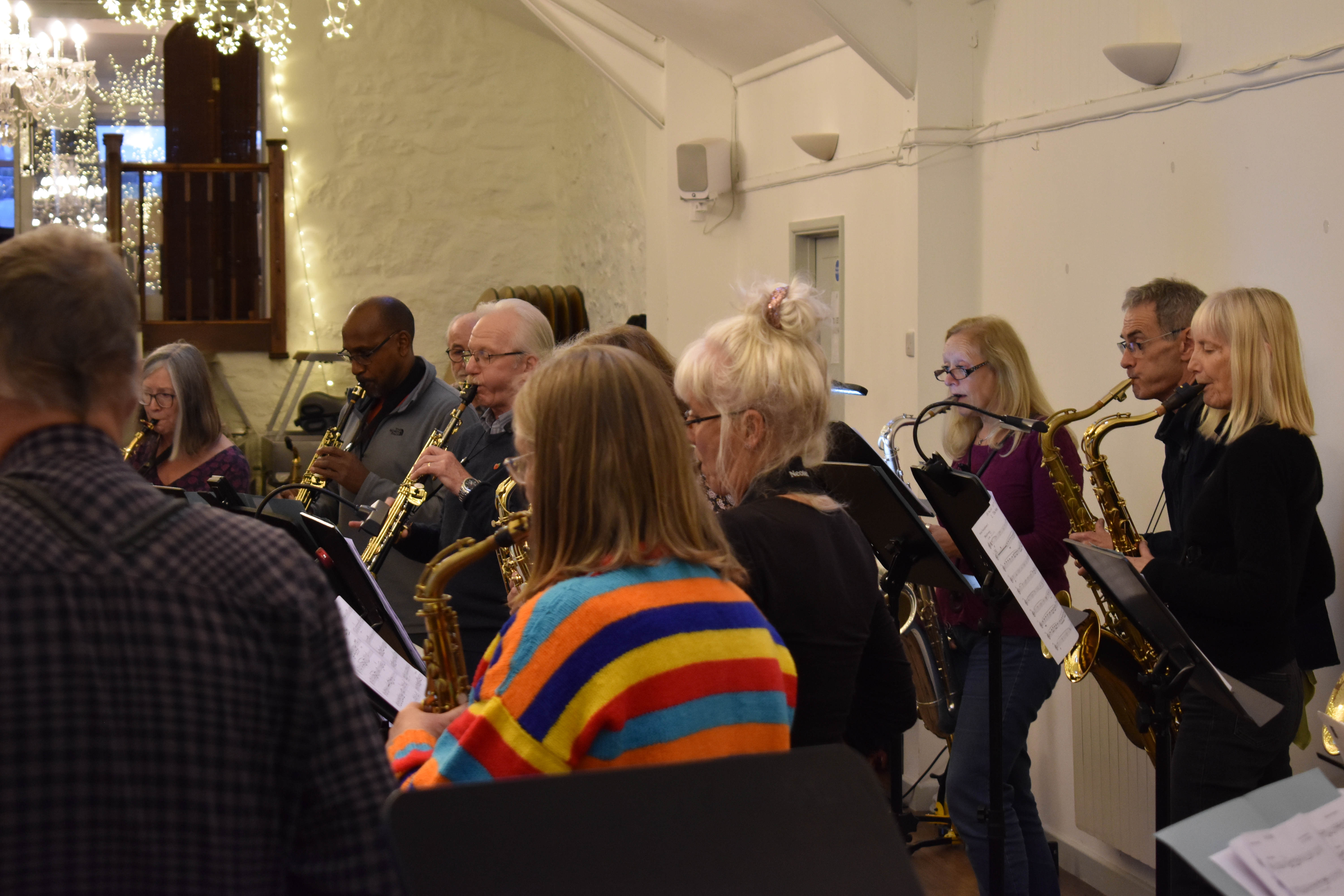 Cape Cornwall Saxophone Course - saxophone band. Sax band at saxophone course for residential saxophonists