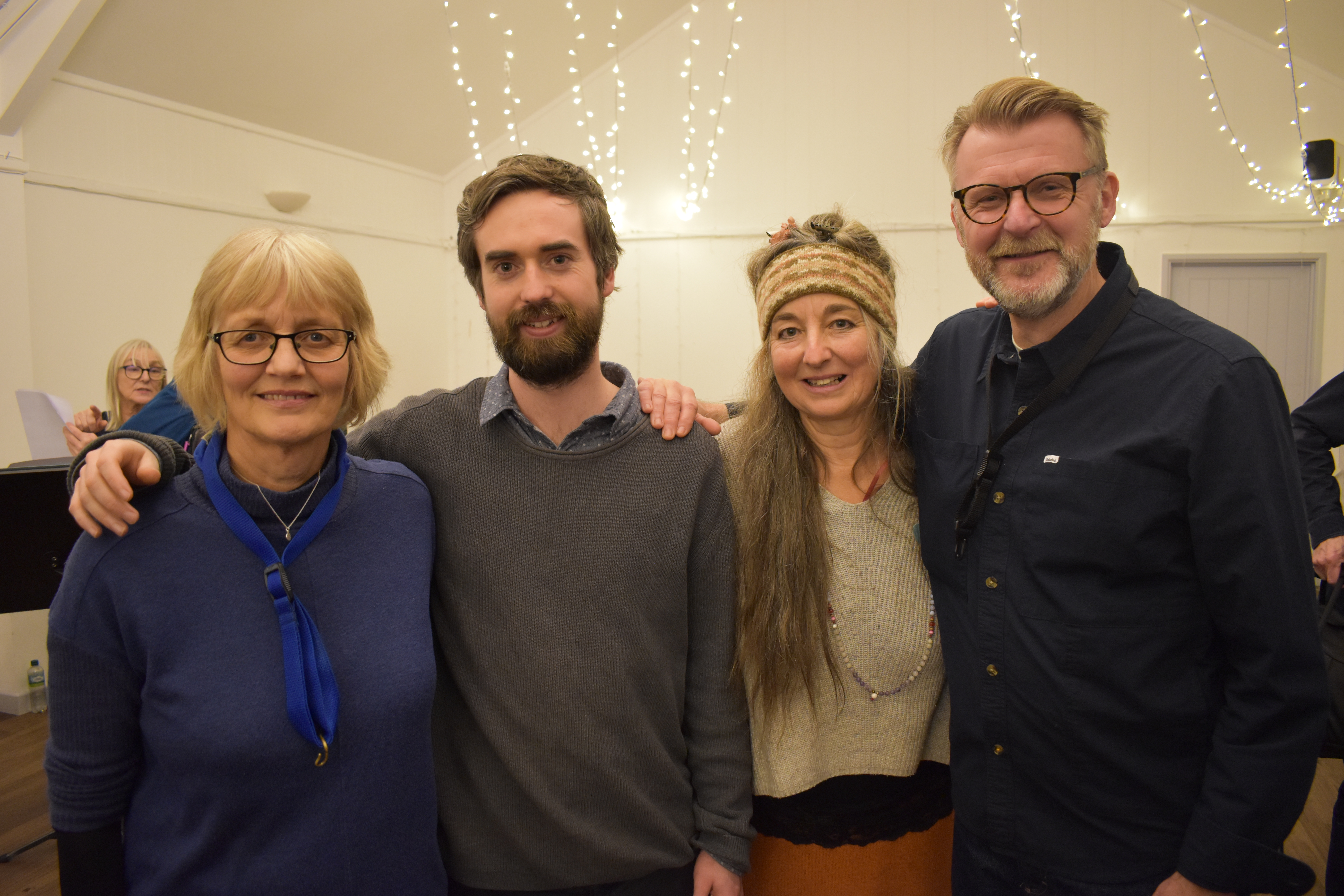 Cape Cornwall Saxophone Course team - Karen Street, Fintan Ohare, Clare Lynch and Andy Tweed. Composers, saxophone players, saxophone tutors for workshops, classes masterclasses